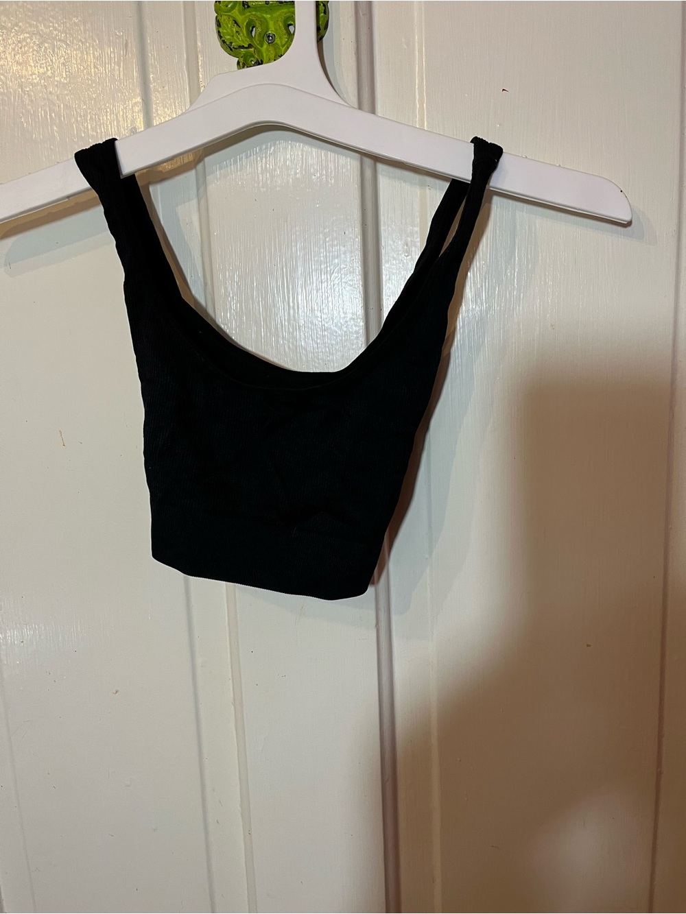 Black Ribbed Scoop Crop Bralette - Women Intimates